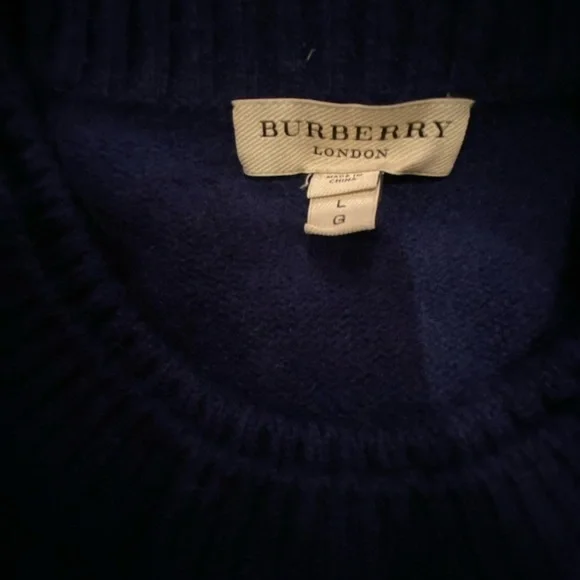 Burberry Navy double crew Neck Sweater — Size L - Picture 5 of 5